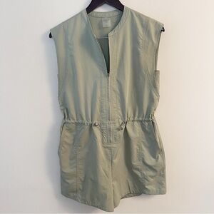 CALIA by Carrie Underwood Zip Up Utility Romper in Smudge Sage Size Small